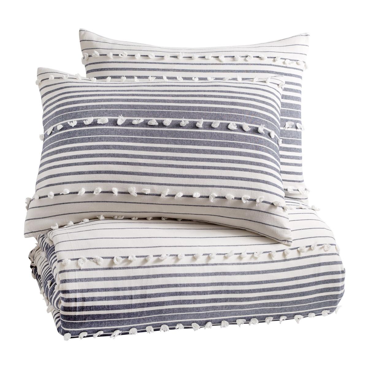 Yarn Dyed Tufted Stripe Bedding by Peri Home in Indigo Blue 74cmx48cm – image 5