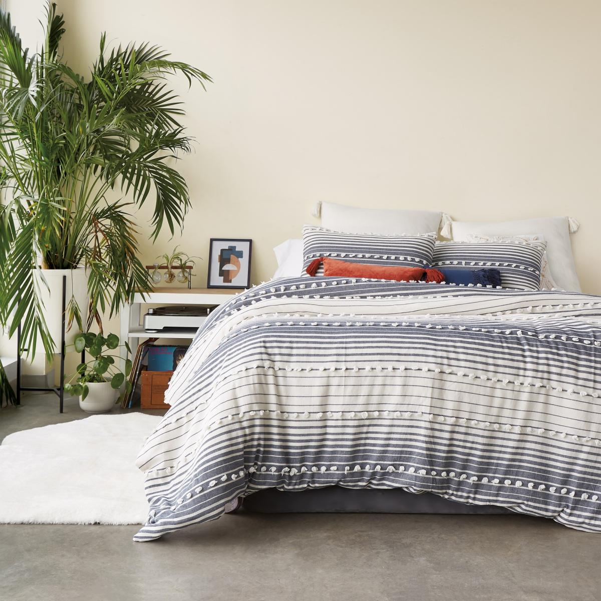 Yarn Dyed Tufted Stripe Bedding by Peri Home in Indigo Blue 74cmx48cm – image 1
