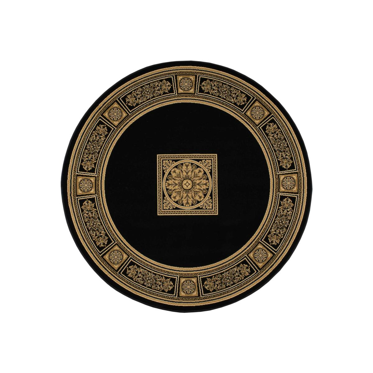 Da Vinci Round Circle Traditional Rugs 57801 3233 in Black – image 1