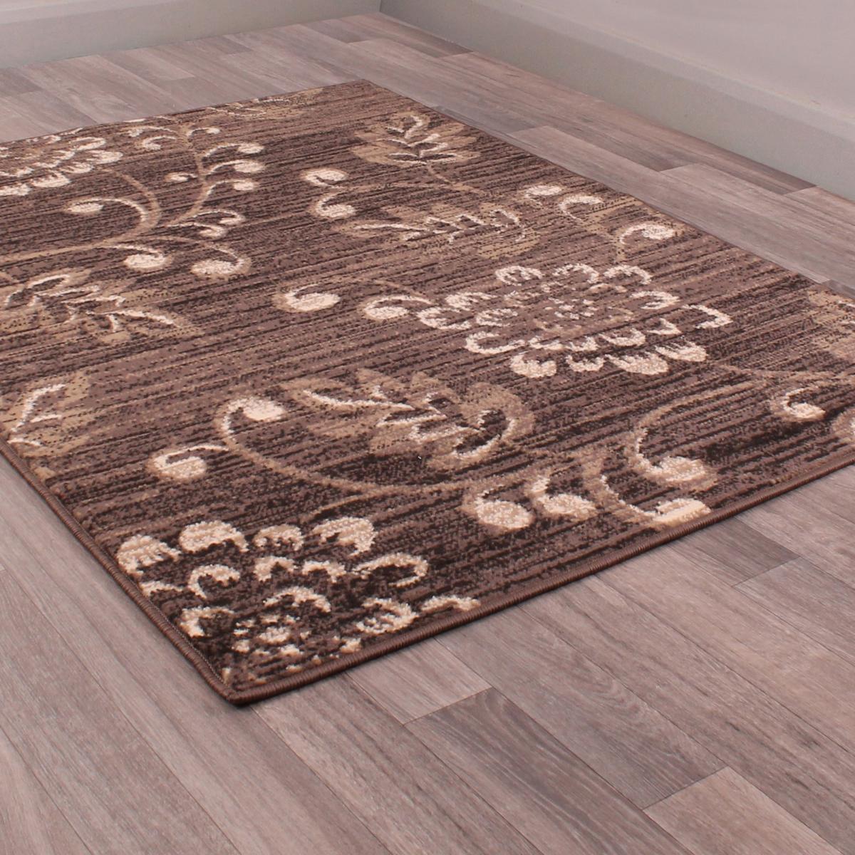 Verso Floral Rugs in Chocolate Brown 60x110cm – image 5
