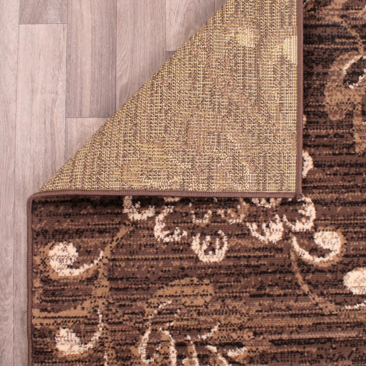 Verso Floral Rugs in Chocolate Brown 60x110cm – image 1