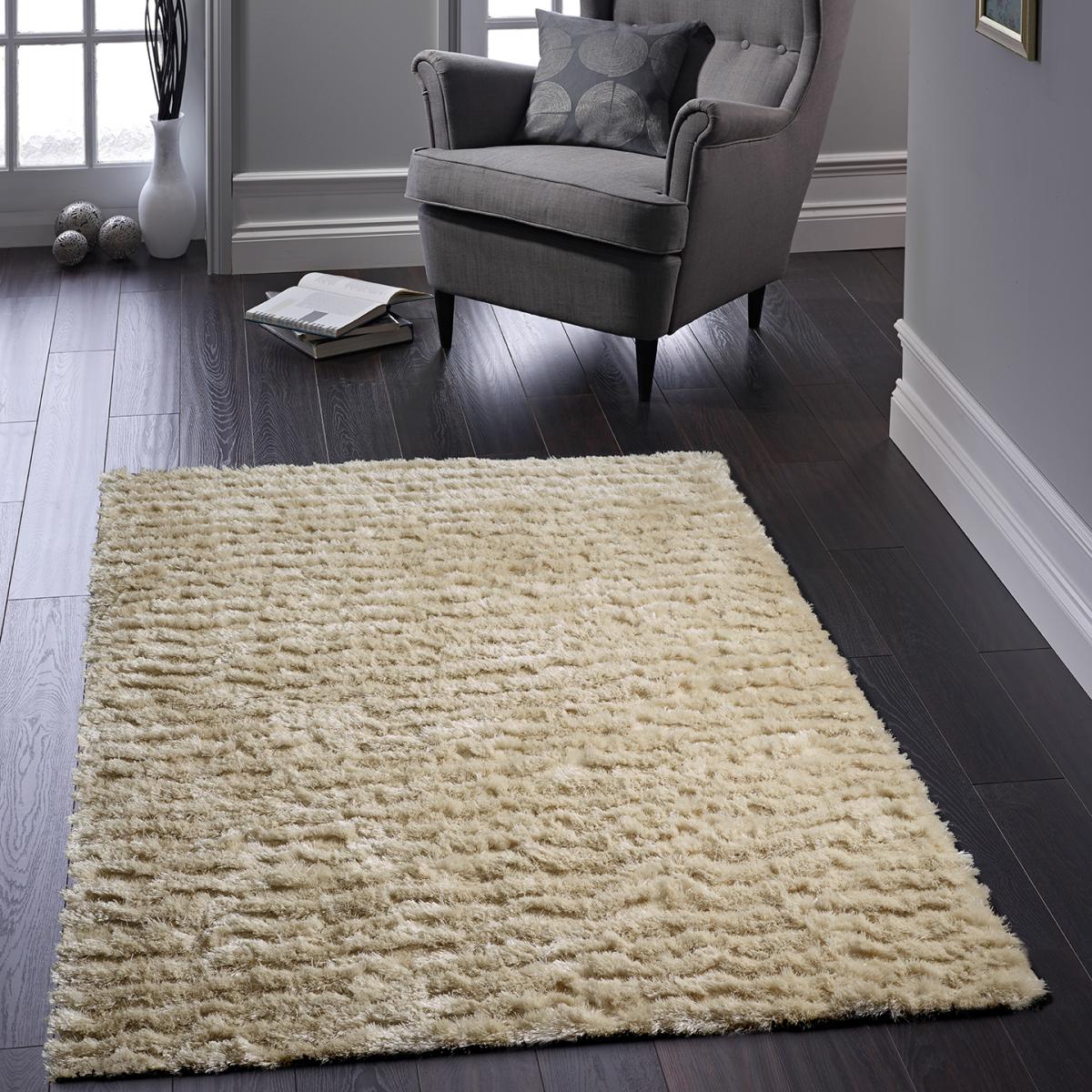 Carved Glamour Shaggy Rugs in Natural By Origins 120x170cm – image 3