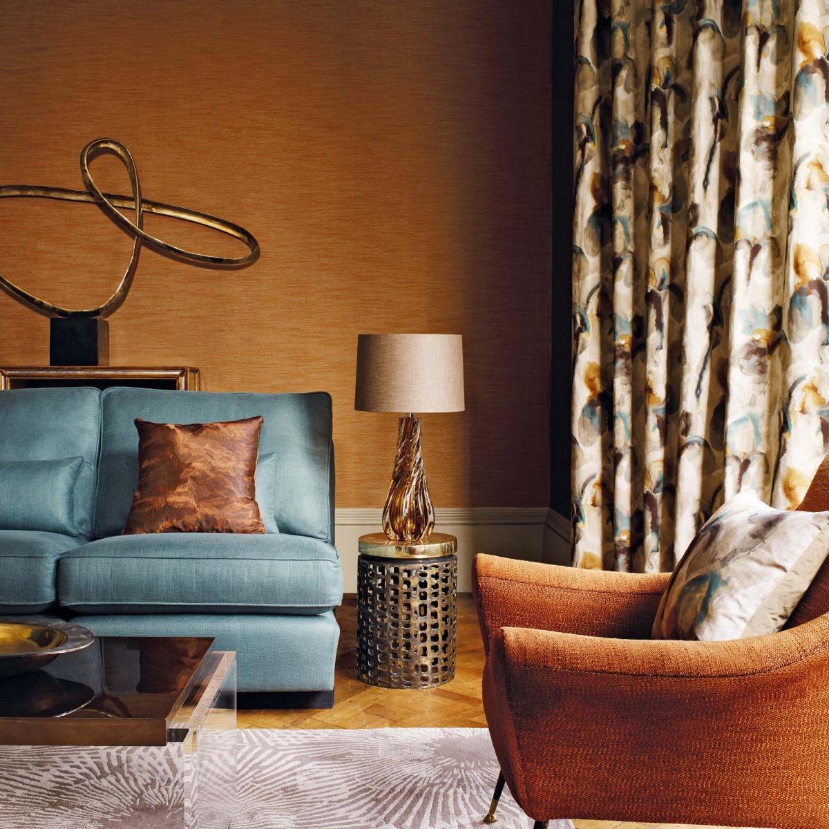 Rushes Plain Wallpaper 312490 by Zoffany in Red Wood Brown Roll – image 1