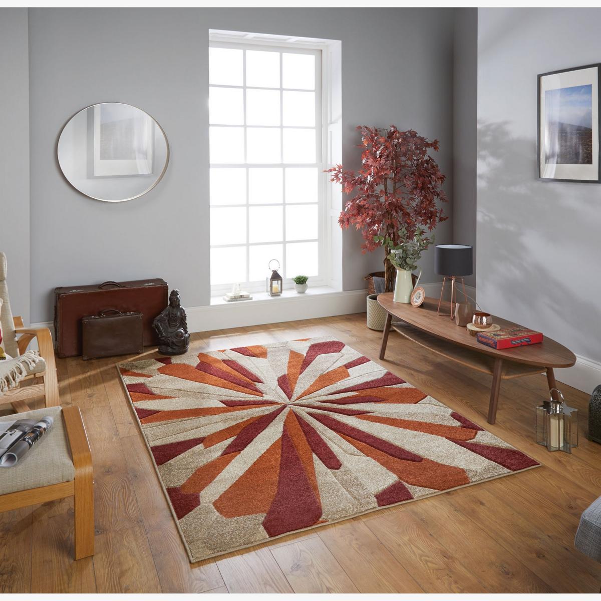 Portland Splinter Geometric RugsRugs 3337 E in Terracotta Red Beige 120x170cm – image 1