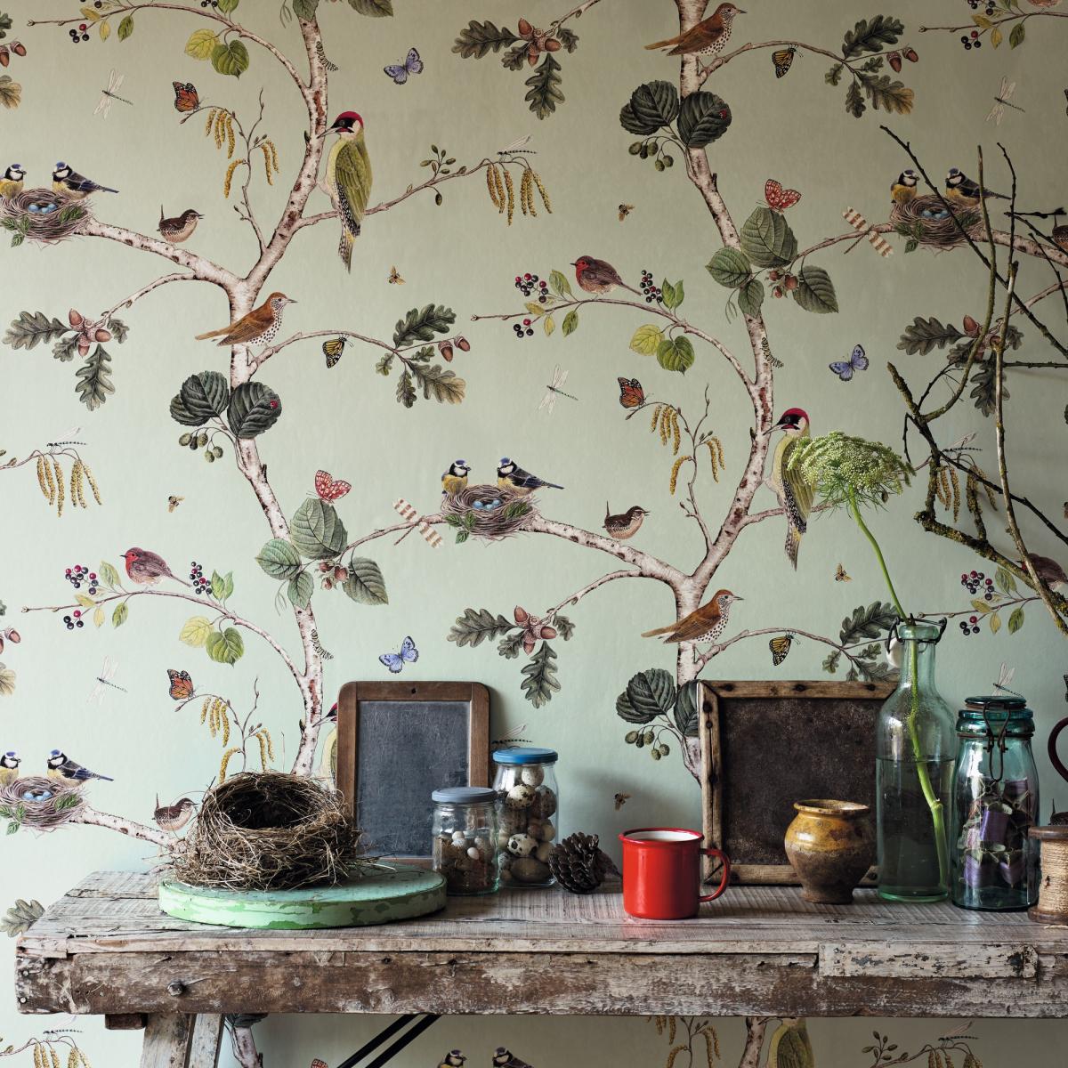 Woodland Chorus Wallpaper 215706 by Sanderson in Sky Blue Roll – image 1