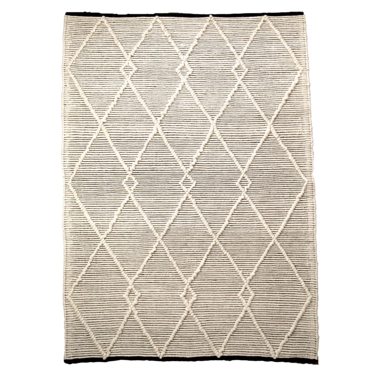 Saffron Boho Wool Rugs in Cream Black160x230cm – image 3