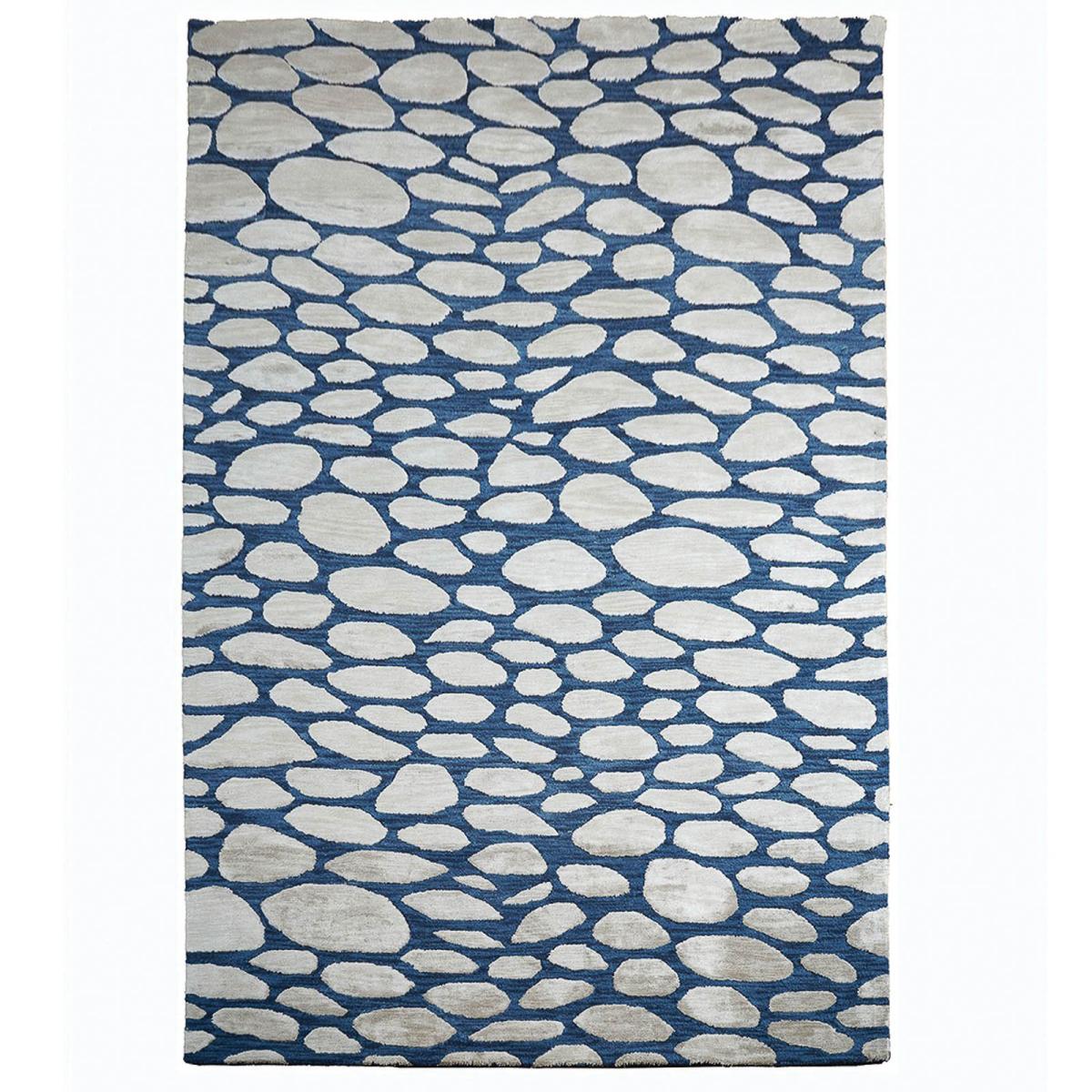 Pebbles Luxury Wool Viscose rugs in Woad Blue by designer William Yeoward 250x350cm – image 2