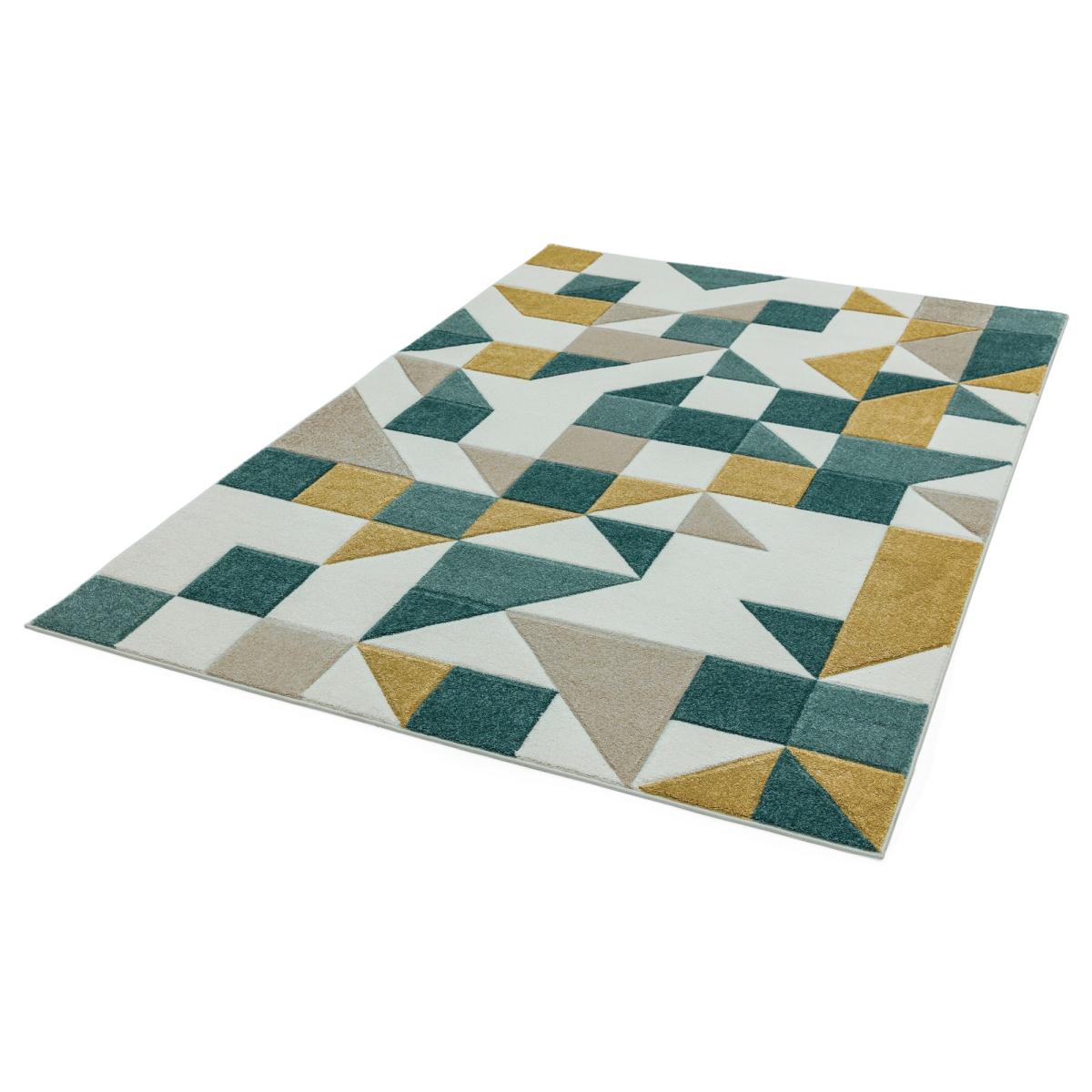 Sketch Rhombus Geometric Rugs in SK03 Green Gold Multi – image 2