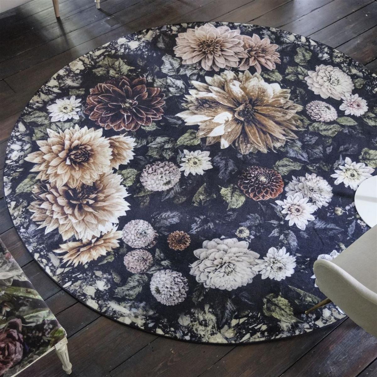 Dahlia Noir Circle Rug in Slate by Designers Guild – image 1