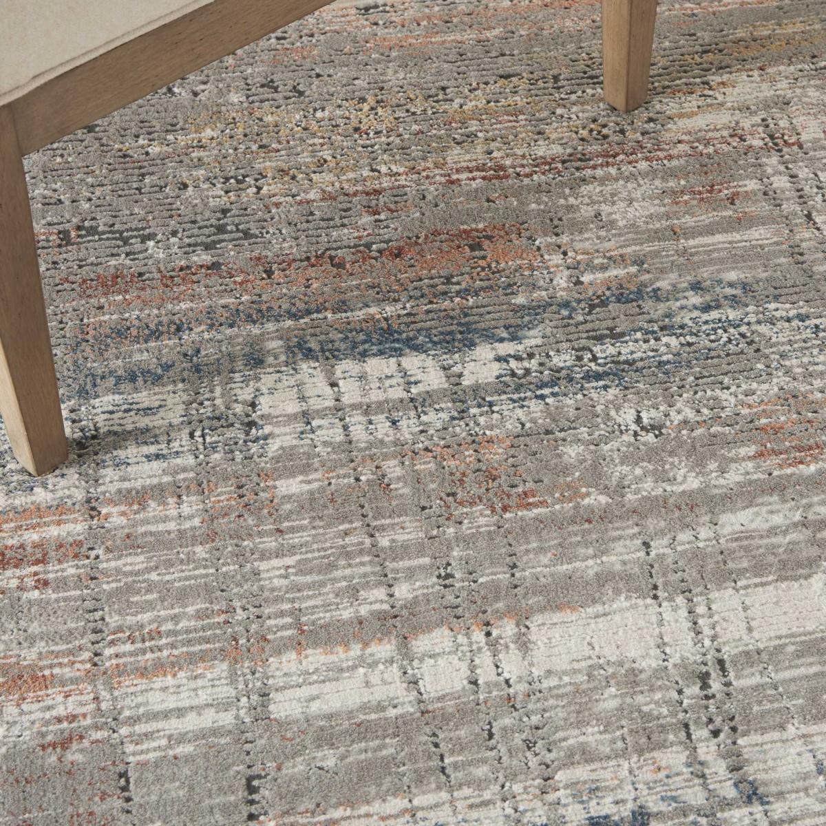 Rustic Textures RUS12 Abstract Rugs in Grey Multicolour – image 2
