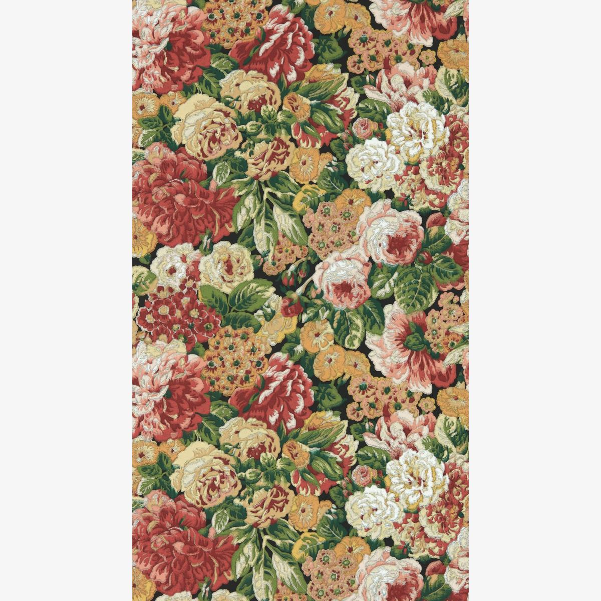Rose And Peony Wallpaper 217028 by Sanderson in Amanpuri Red Devon Green Roll
