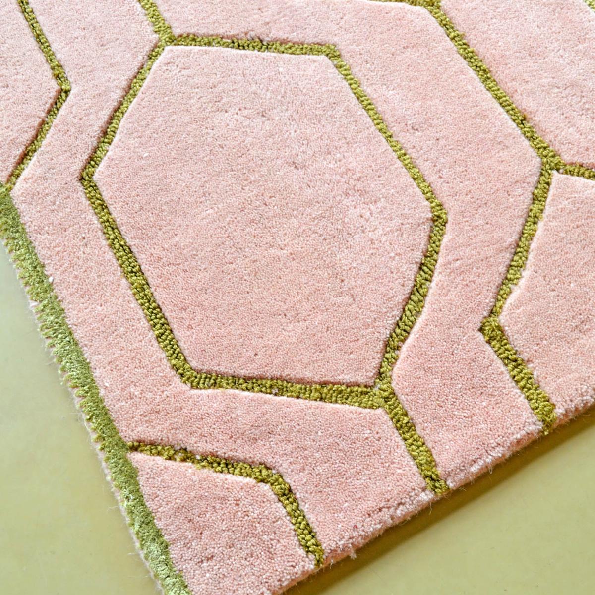 Arris Geometric Wool Rugs 37302 in Pink and Gold by Wedgwood 200x280cm – image 2