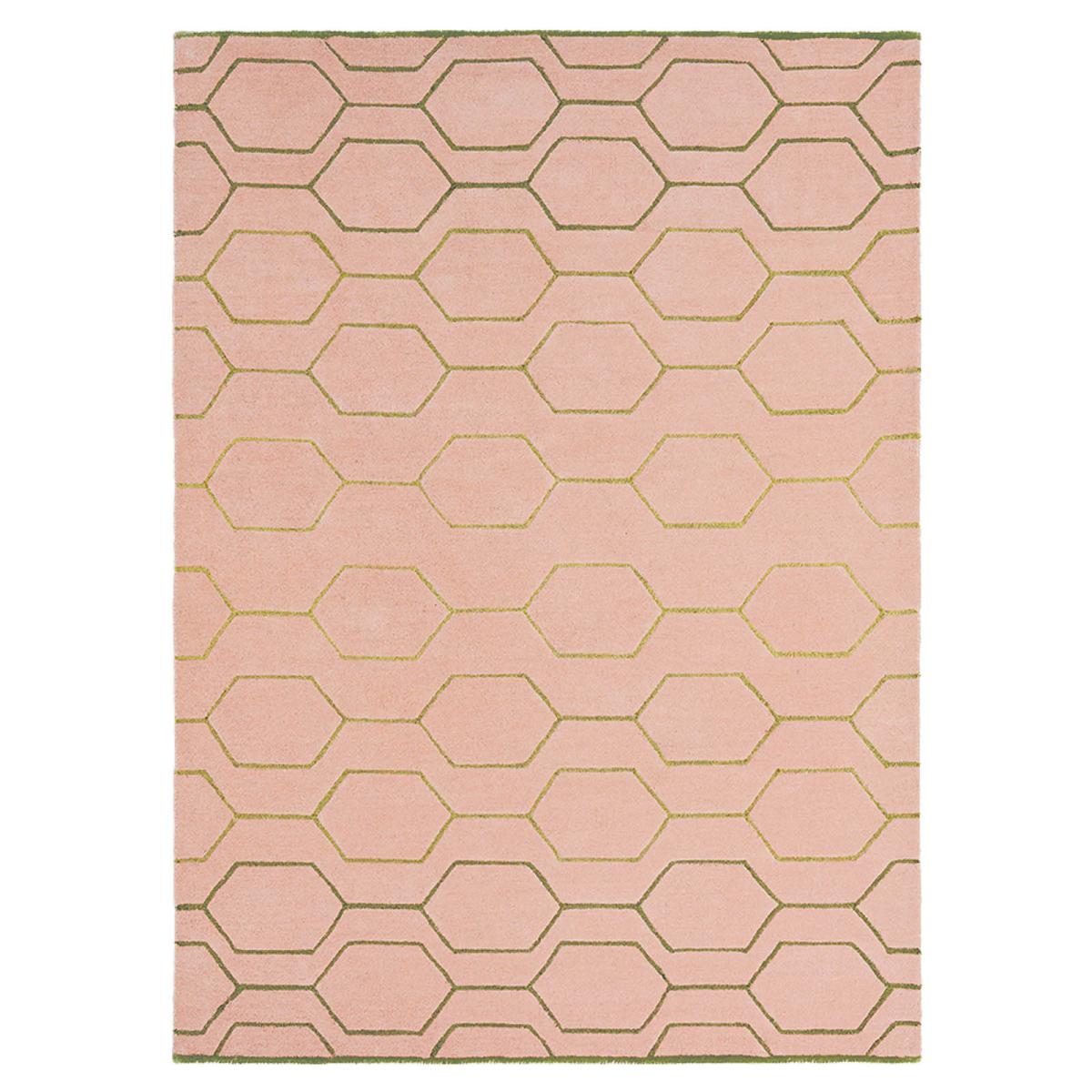 Arris Geometric Wool Rugs 37302 in Pink and Gold by Wedgwood 200x280cm – image 5