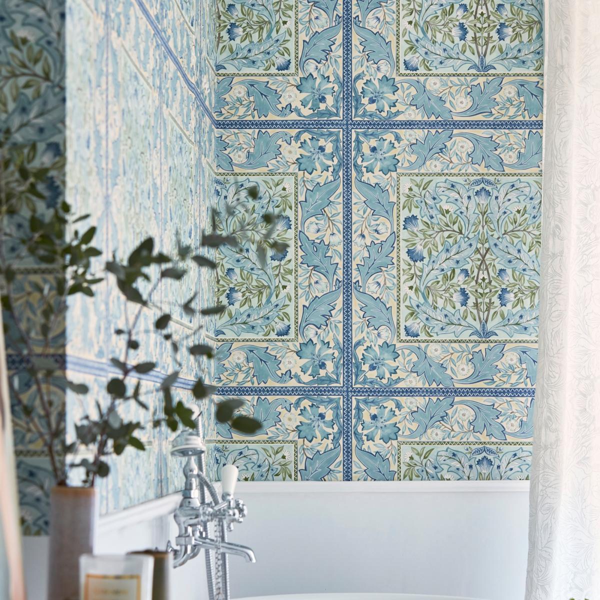 Wilhelmina Wallpaper 216671 by Morris & Co in Indigo Blue&nbsp;Roll – image 3