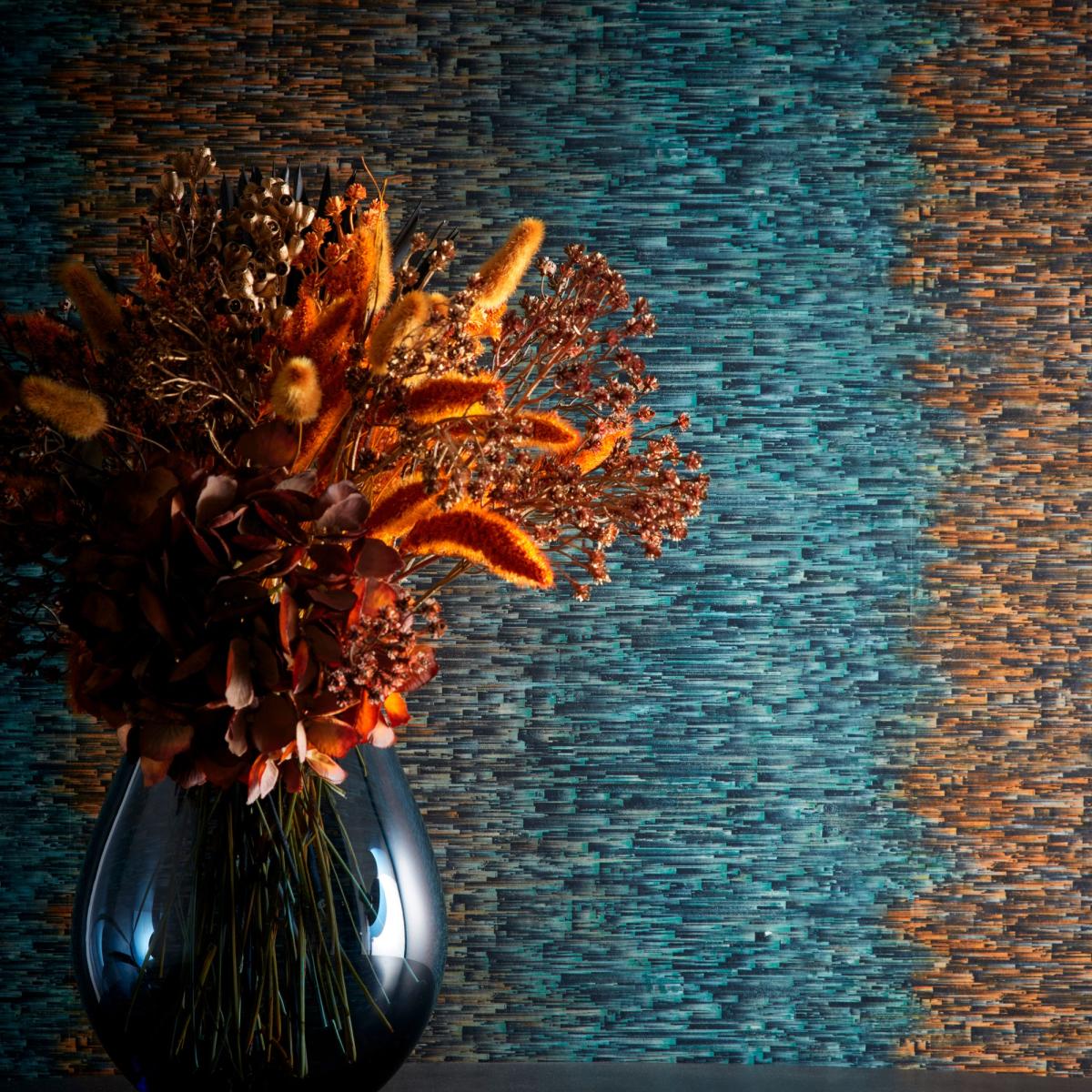 Ombre Wallpaper W0153 03 by Clarke and Clarke in Teal Spice Roll – image 2