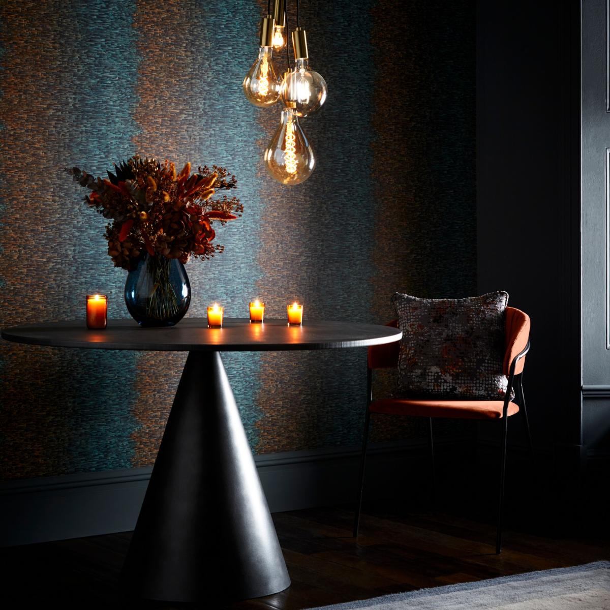 Ombre Wallpaper W0153 03 by Clarke and Clarke in Teal Spice Roll – image 3