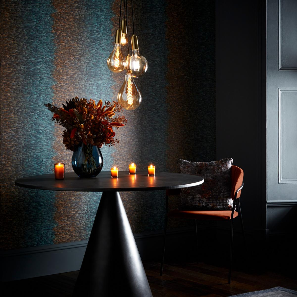 Ombre Wallpaper W0153 03 by Clarke and Clarke in Teal Spice Roll – image 4