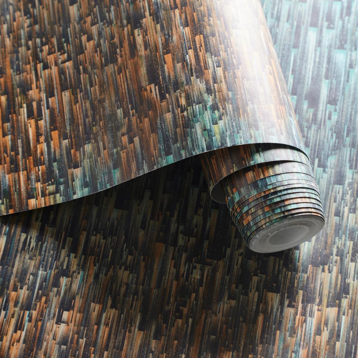 Ombre Wallpaper W0153 03 by Clarke and Clarke in Teal Spice Roll – image 5