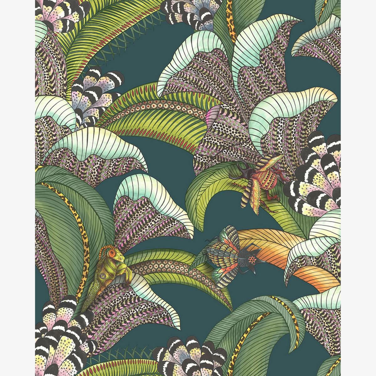 Hoopoe Leaves Wallpaper 119 1007 by Cole & Son in Forest Green Multi Roll