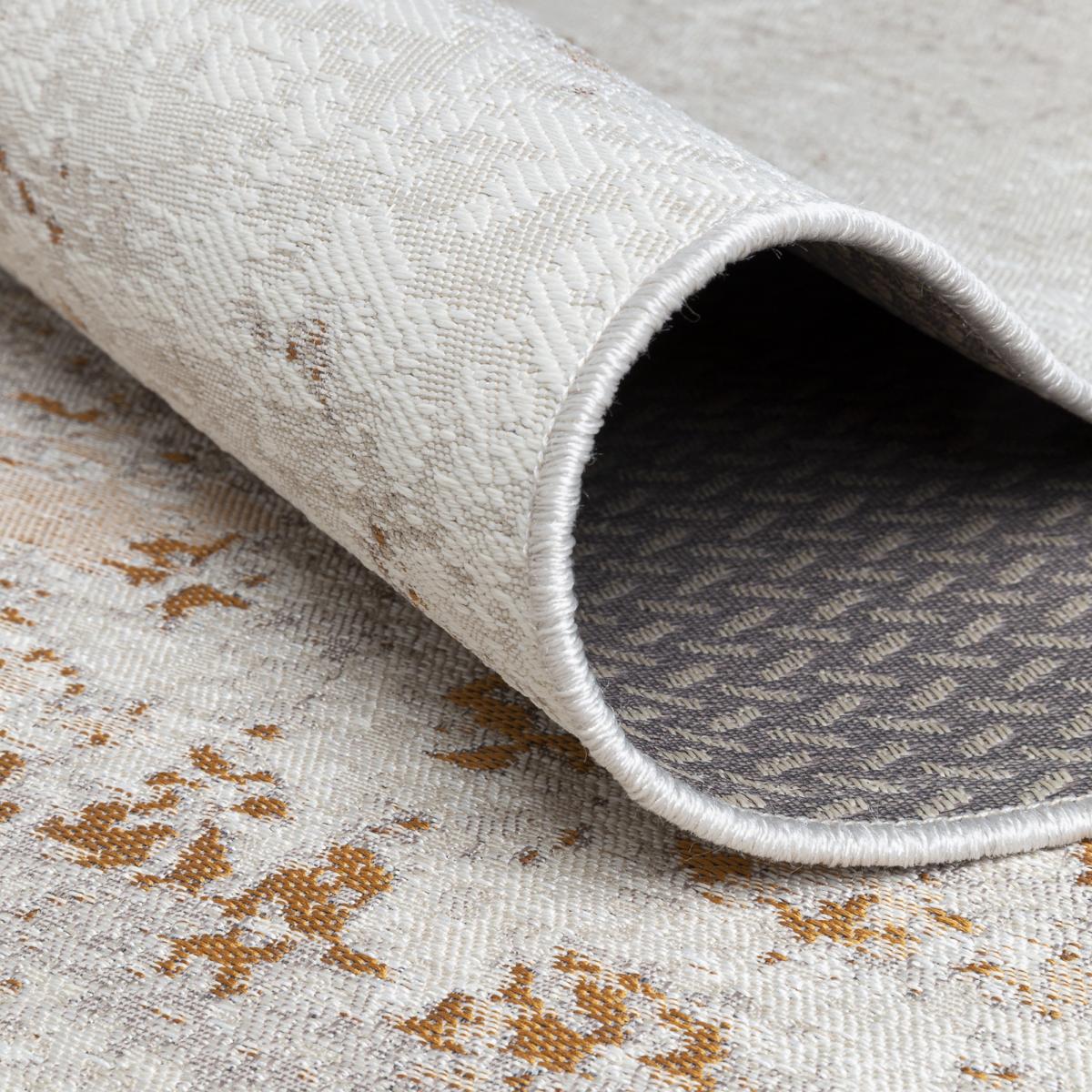 Luminous Abstract Flatweave Indoor Outdoor Rug 508 001 AA000 in Cream Gold&nbsp;250x350cm – image 3