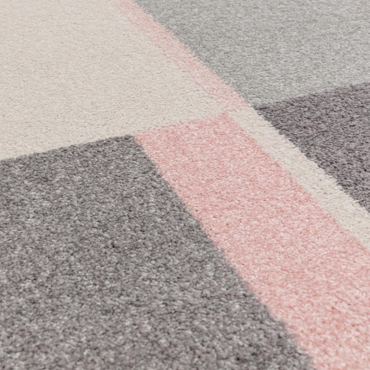 Muse MU21 Modern Geometric Woven Rugs in Pink Grey – image 2