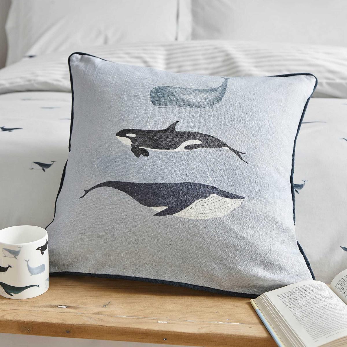 Whale Bedding and Pillowcase By Sophie Allport in Seafoam 45x45cm – image 3