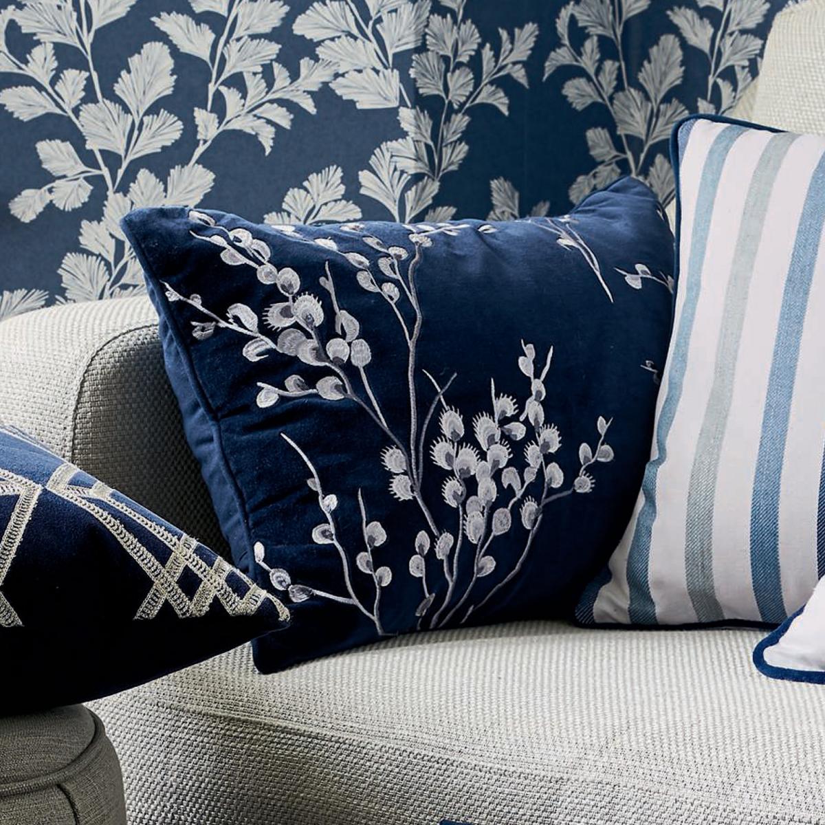 Pussy Willow Floral Cushion by Laura Ashley in Midnight Blue35x50cm – image 1