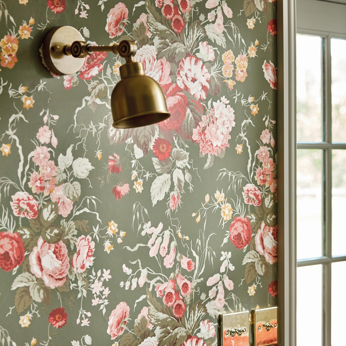 Stapleton Park Wallpaper 217046 by Sanderson in Olive Bengal Red&nbsp;Roll – image 4