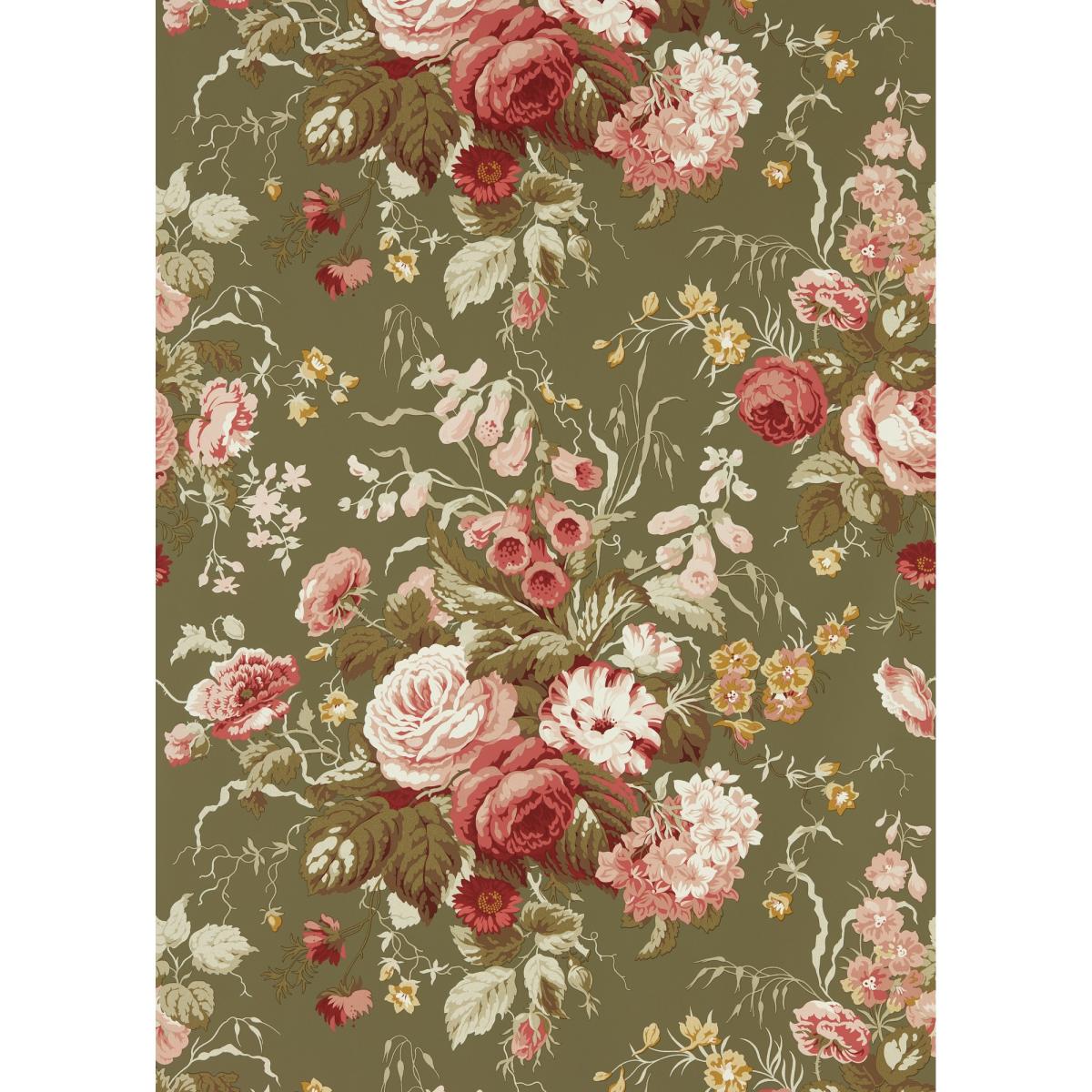 Stapleton Park Wallpaper 217046 by Sanderson in Olive Bengal Red&nbsp;Roll – image 5