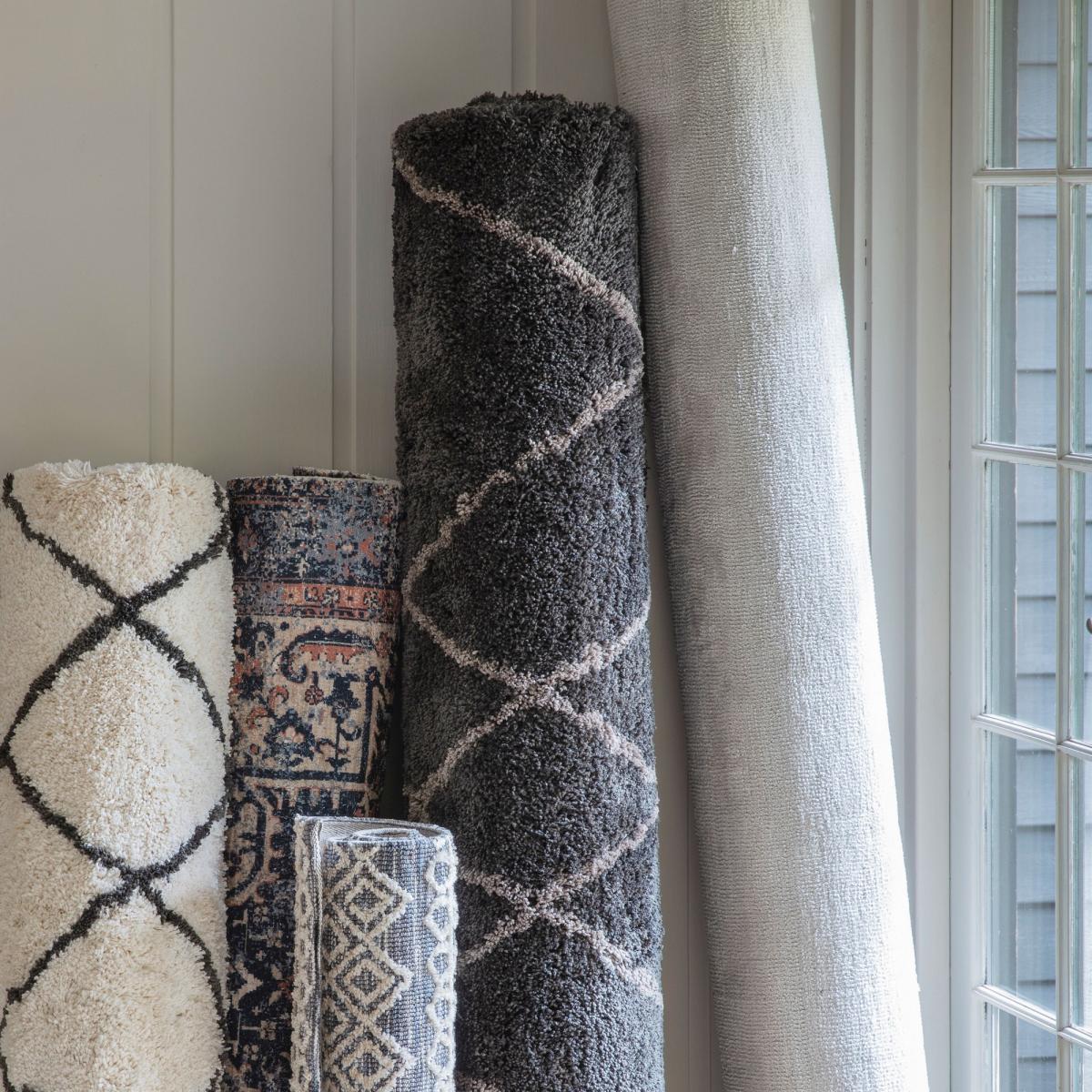 Constance Boho Diamond Shaggy Rugs in Grey By Luxe Tapi 120x170cm – image 2