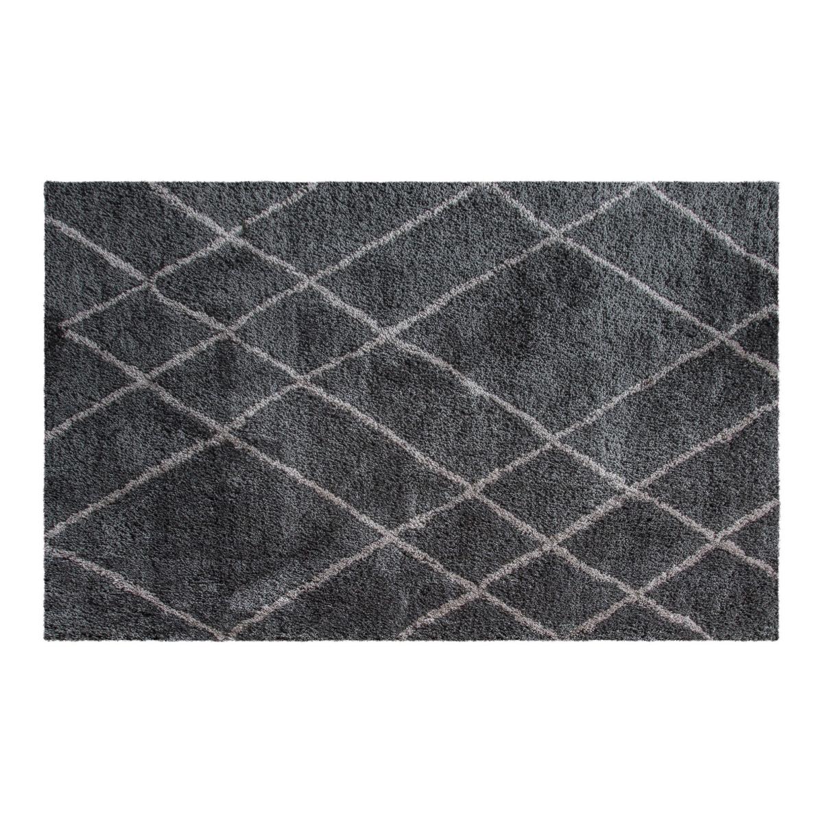 Constance Boho Diamond Shaggy Rugs in Grey By Luxe Tapi 120x170cm – image 1