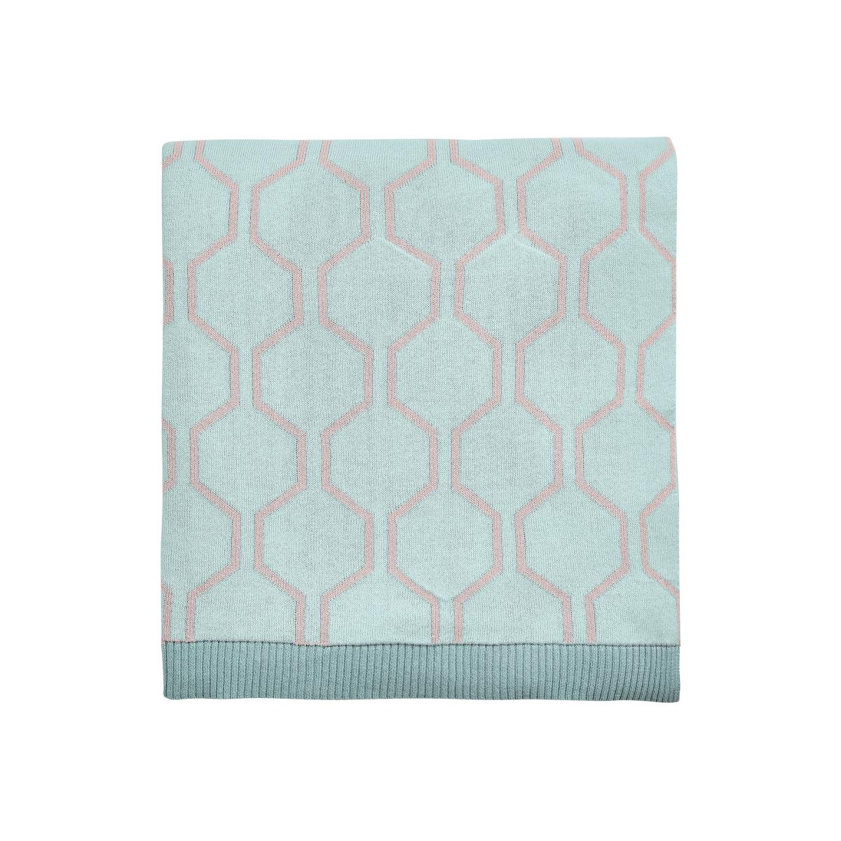 Trellis Geometric Knit Throw by Ted Baker in Opal Blue 150x200cm – image 1