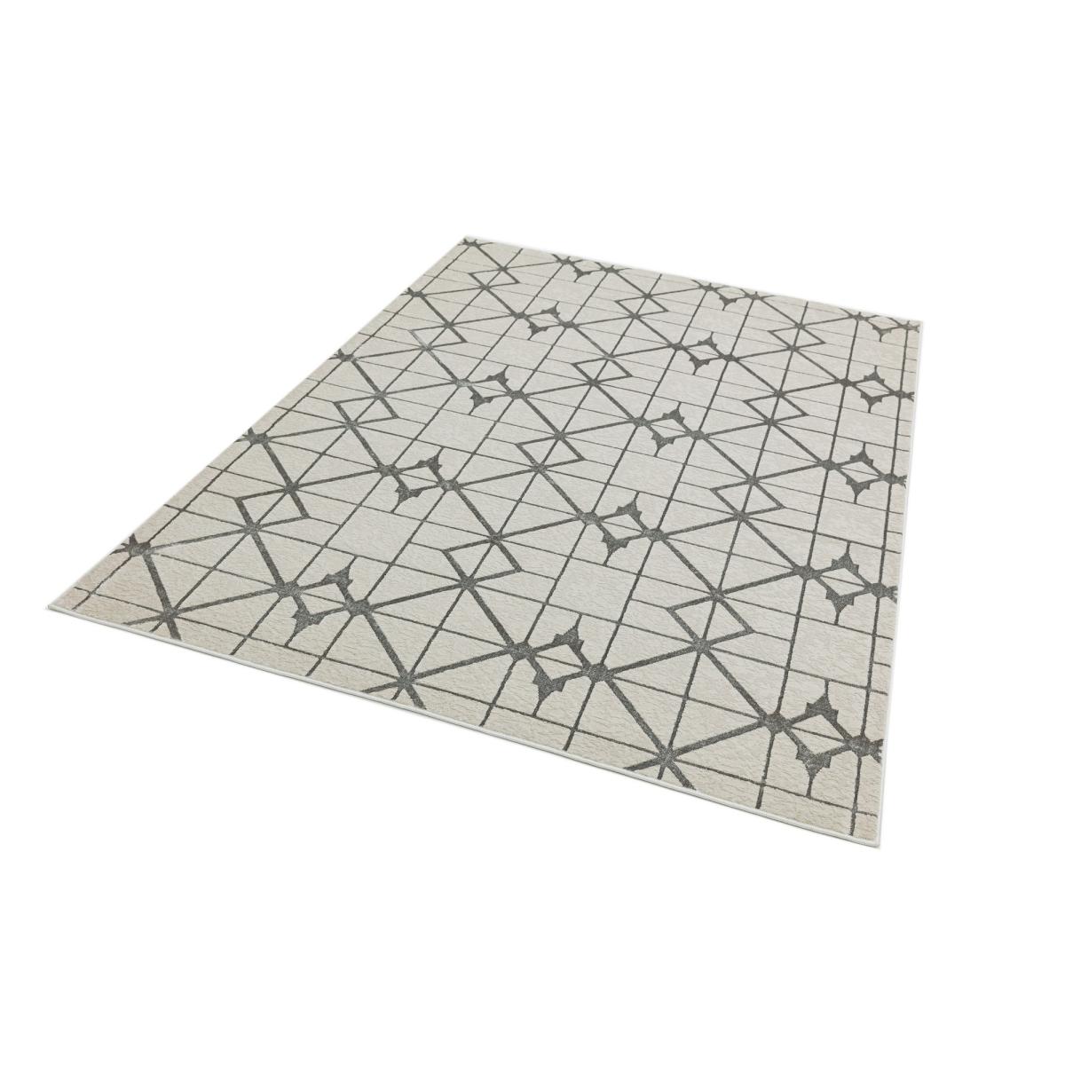 Aurora Lattice AU11 Geometric Rugs in Metallic Silver Beige – image 2