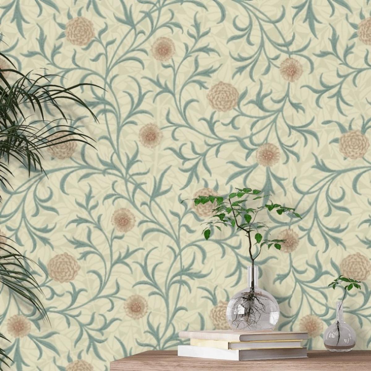 Scroll Floral Wallpaper 210362 by Morris & Co in Loden Slate Roll – image 2