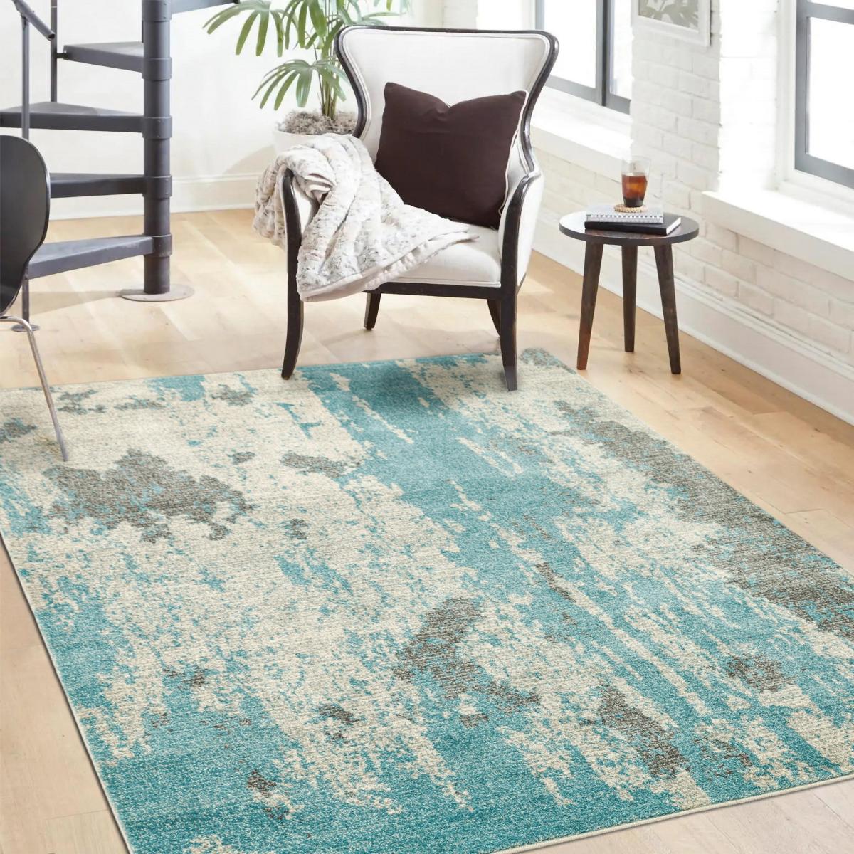 Nova Rugs NV15 in Painterly Duck Egg – image 1