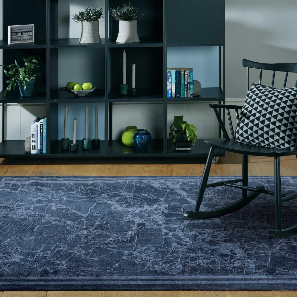 Zehraya Marble Border Rugs in ZE02 Ink Blue – image 2