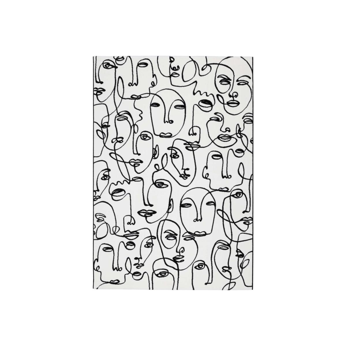 Tiago 46316 AF100 Modern Faces Rugs in White Black – image 1
