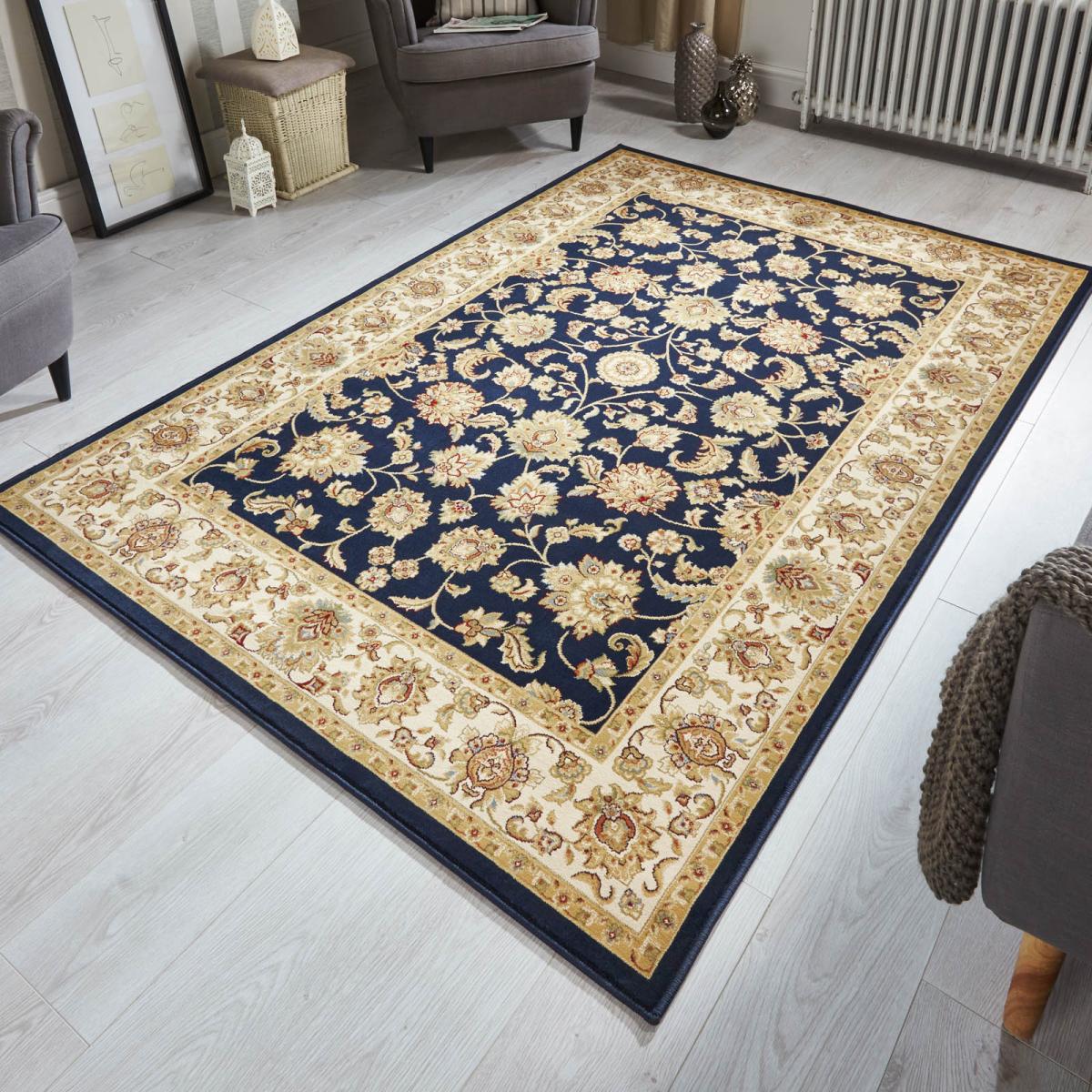 Kendra Traditional Bordered Rugs 3330B in Navy Blue – image 1