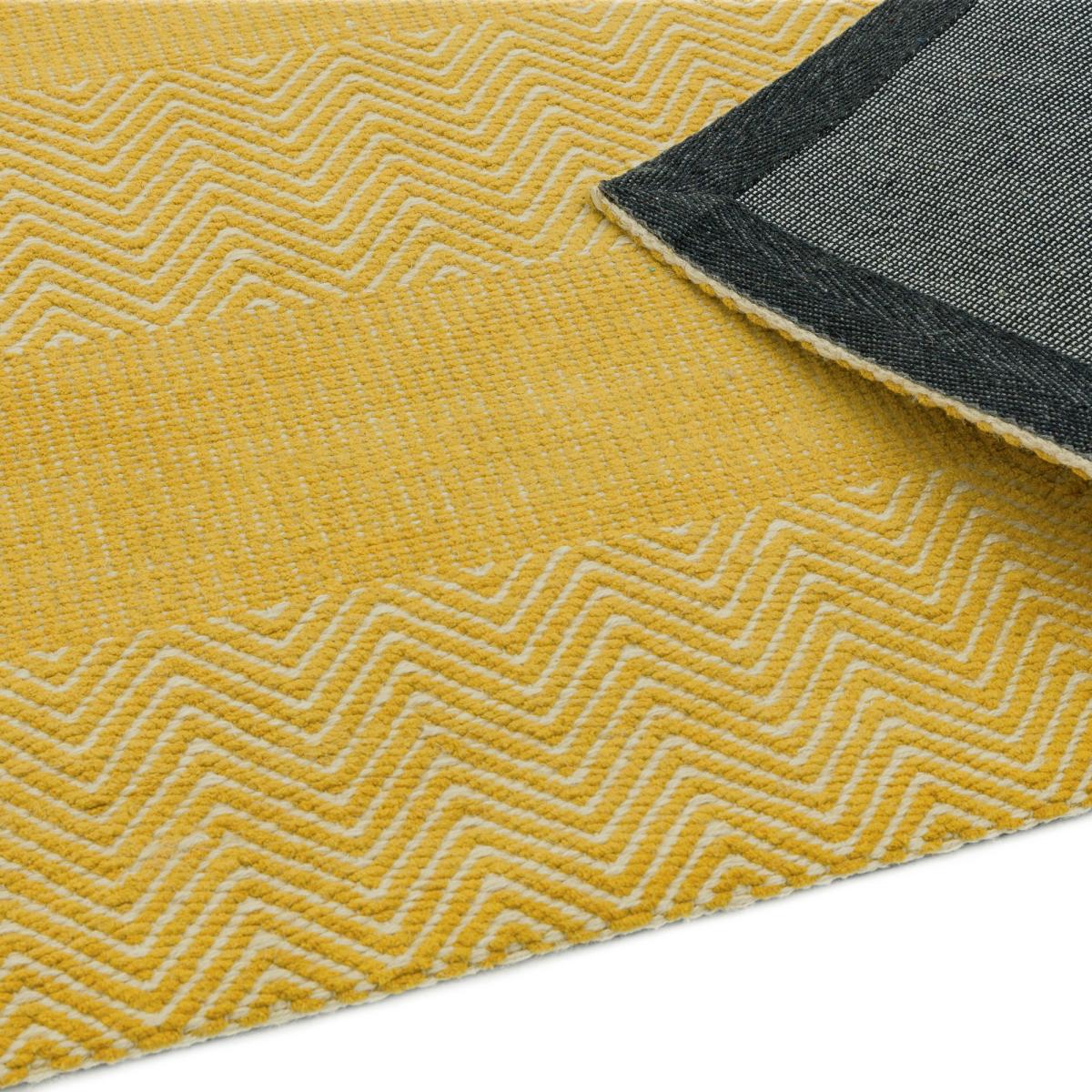Ives Modern Chevron Pattern Hallway Runner Rug in Yellow 66x200cm – image 3