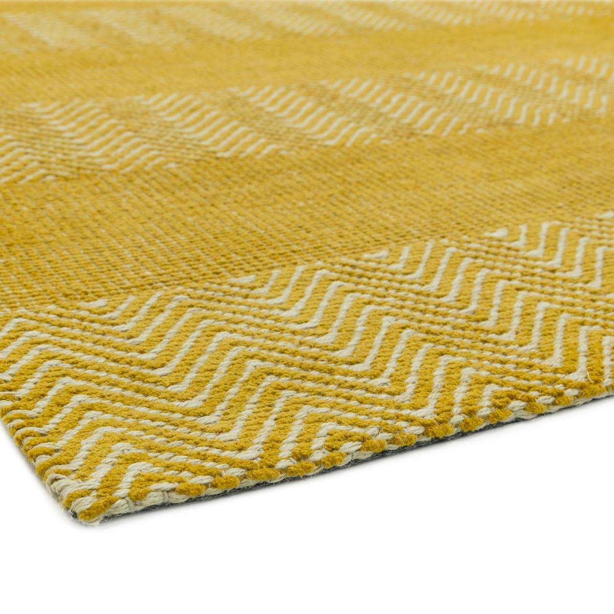 Ives Modern Chevron Pattern Hallway Runner Rug in Yellow 66x200cm – image 4