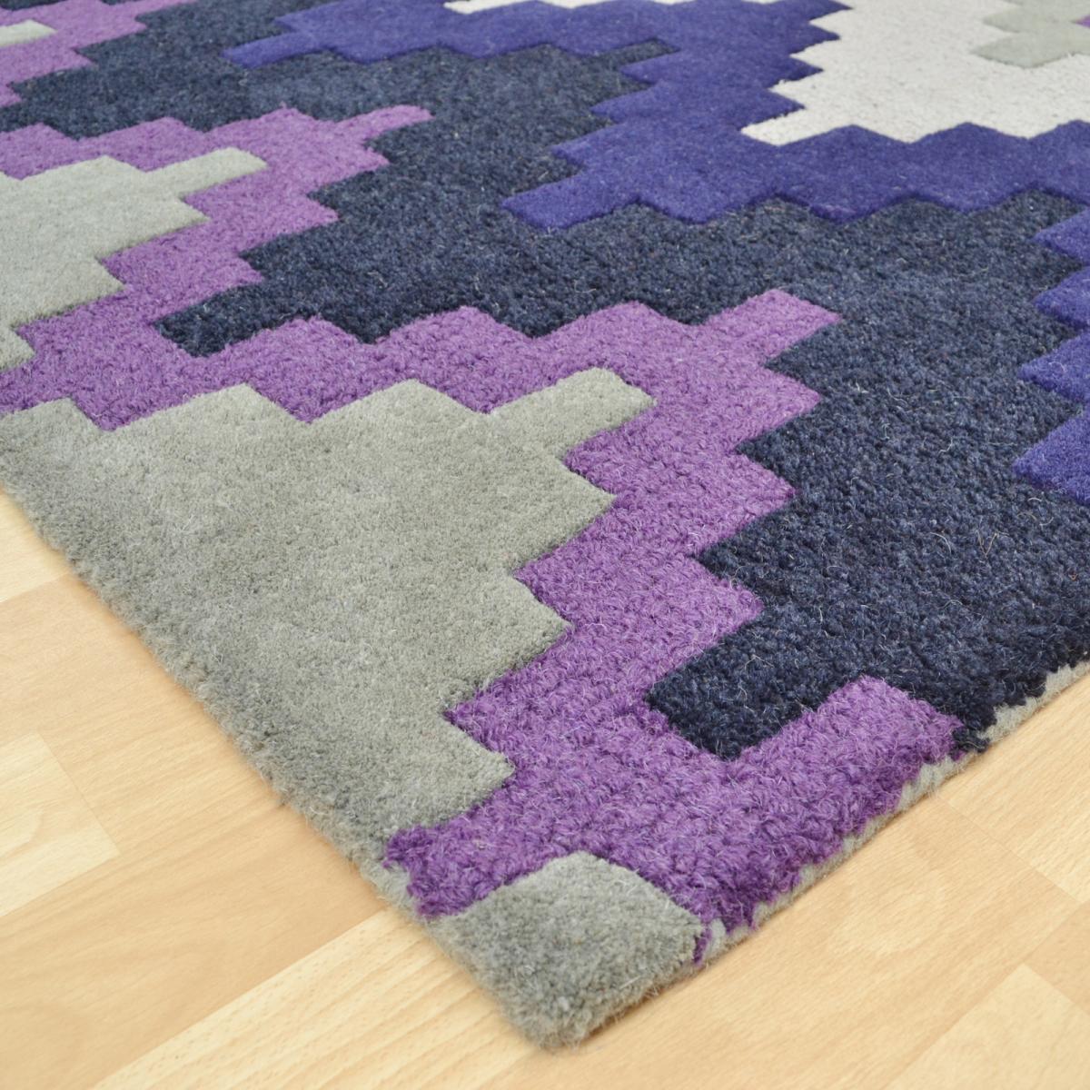Matrix Cuzzo Geometric Wool Rugs in MAX22 Purple 160x230cm – image 3