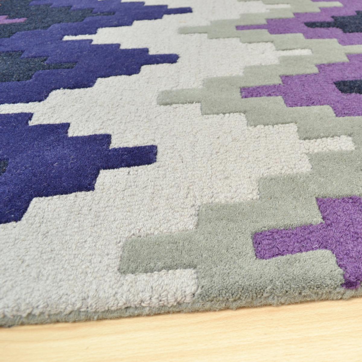 Matrix Cuzzo Geometric Wool Rugs in MAX22 Purple 160x230cm – image 4