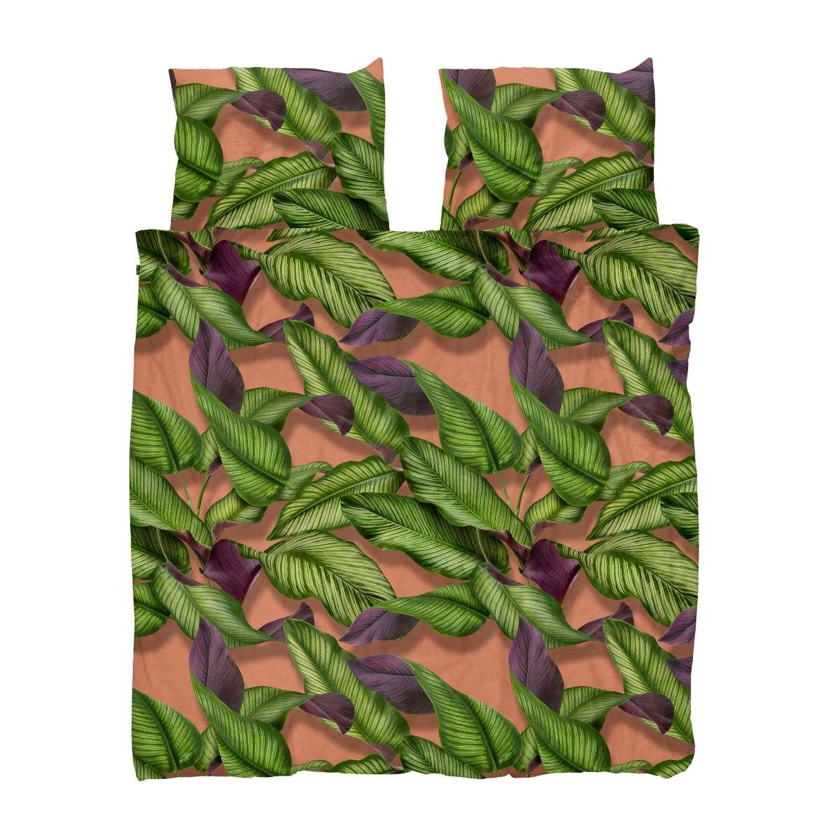 Snurk Fresh Leaves Botanical Cotton Bedding Duvet Cover and Pillowcase in Green Orange&nbsp;135X200cm – image 4