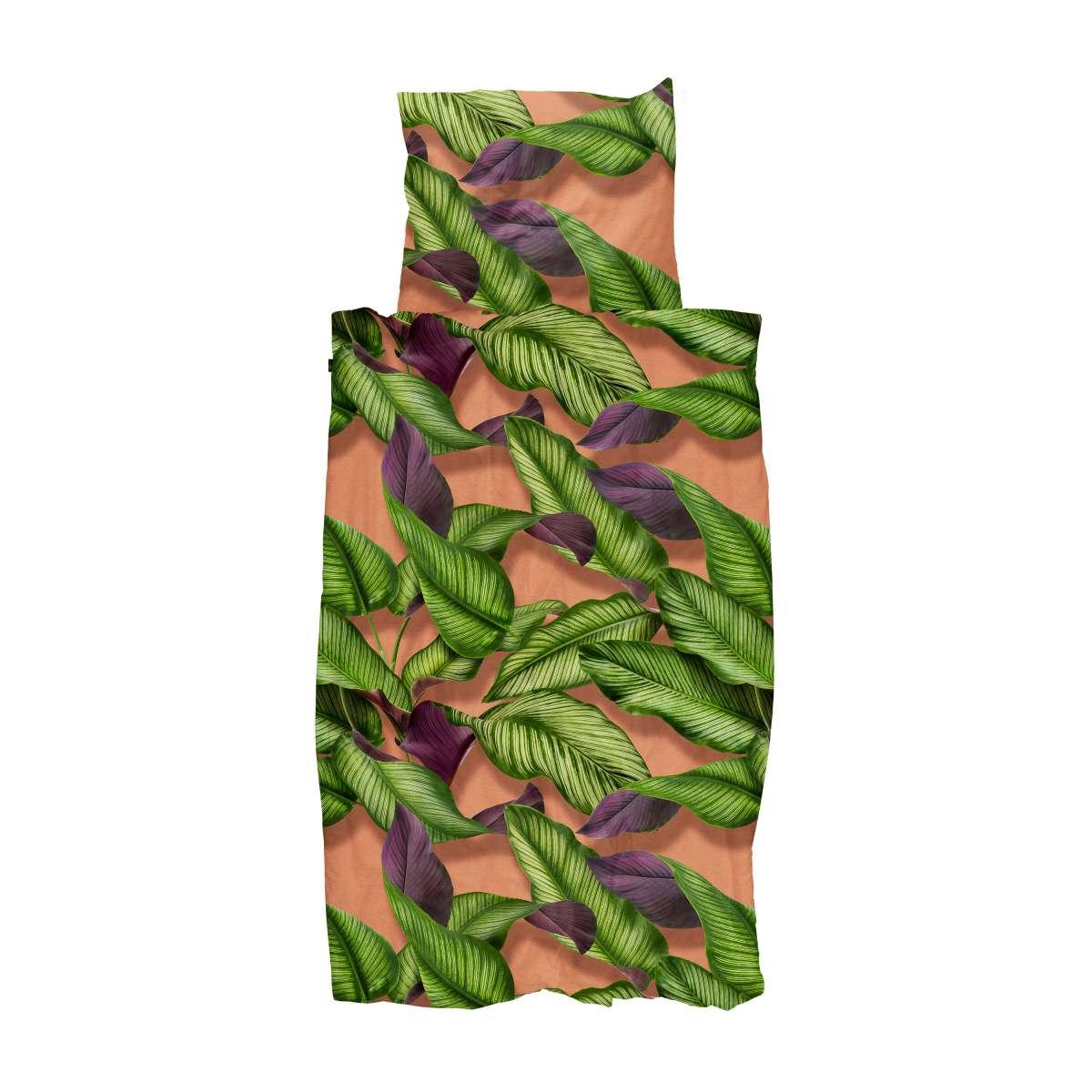 Snurk Fresh Leaves Botanical Cotton Bedding Duvet Cover and Pillowcase in Green Orange&nbsp;135X200cm – image 5