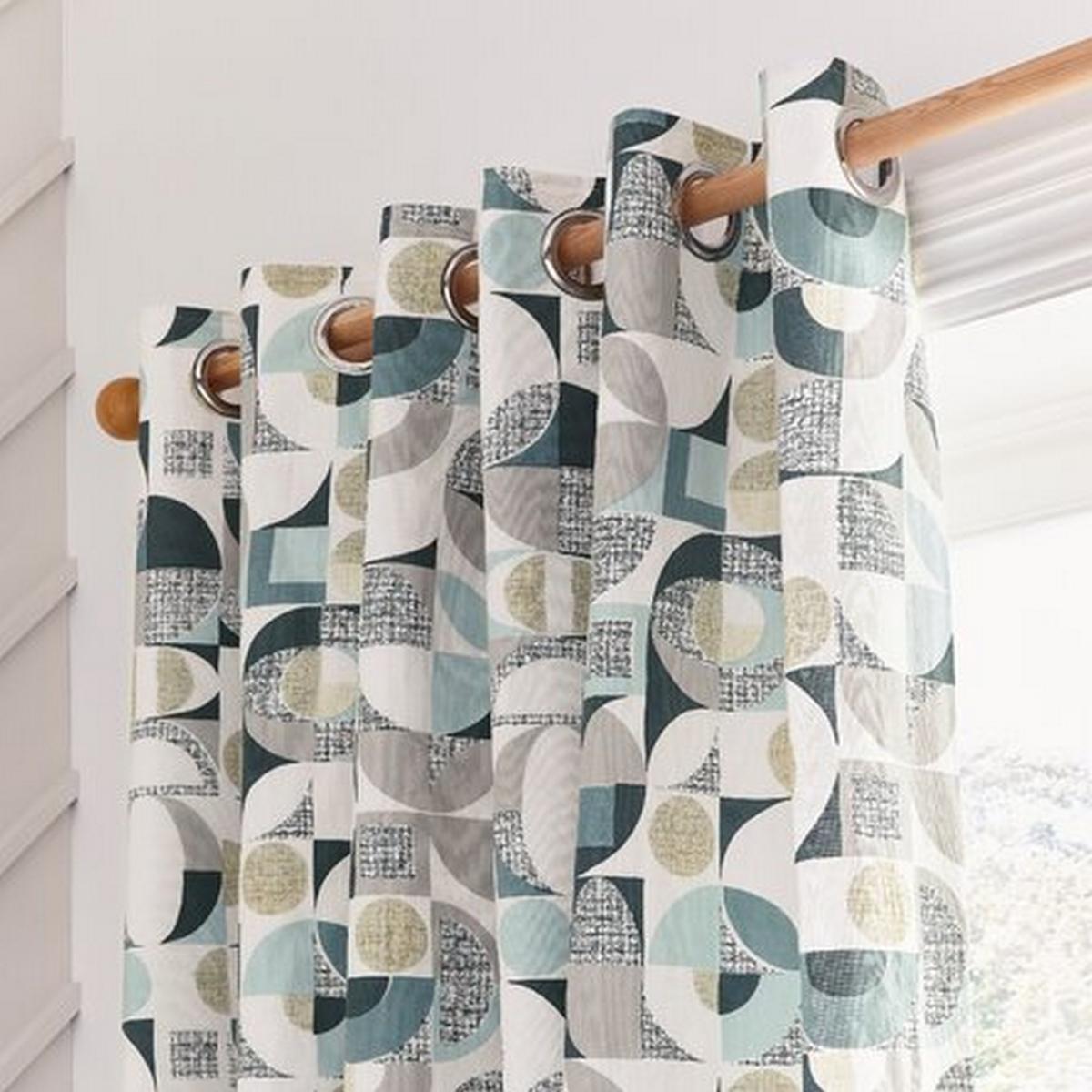 Tolka Geometric Curtains By Helena Springfield in Teal Green&nbsp;168x183cm – image 3