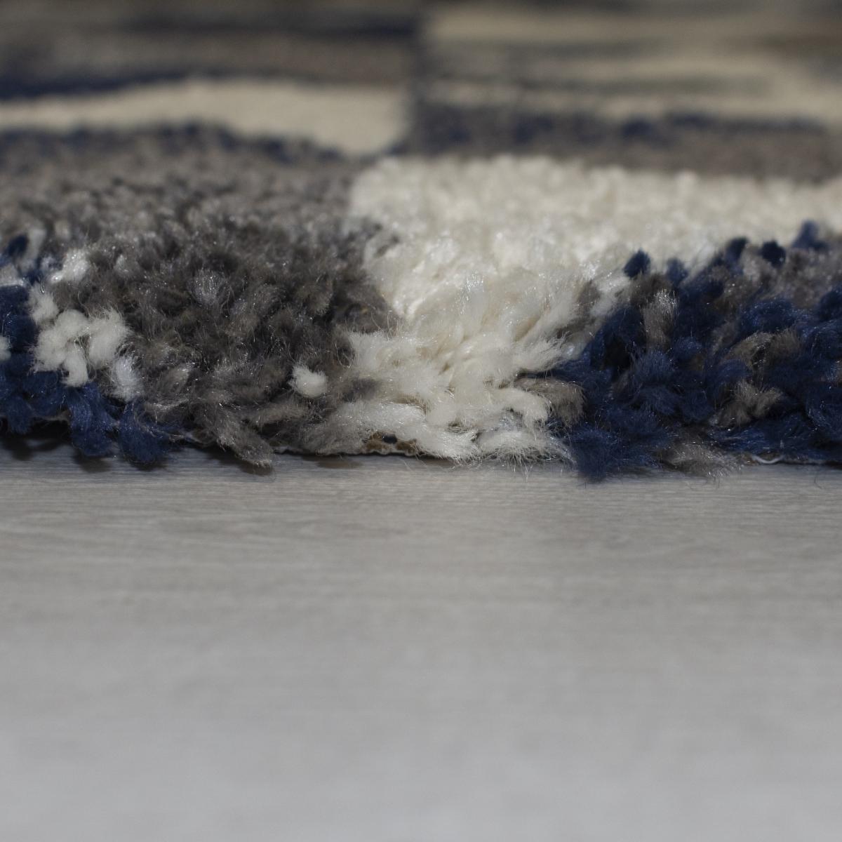 Dakari Nuru Modern Shaggy Geometric Rugs in Navy – image 2