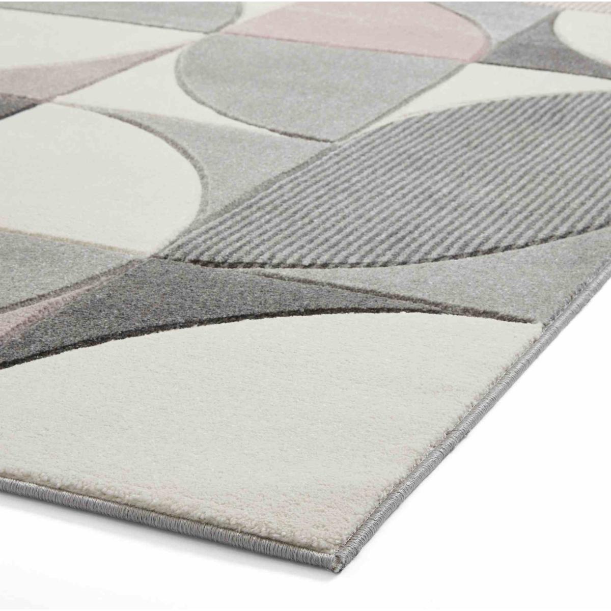 Matrix MT63 Modern Geometric Rugs in Grey Rose Pink80x150cm – image 3