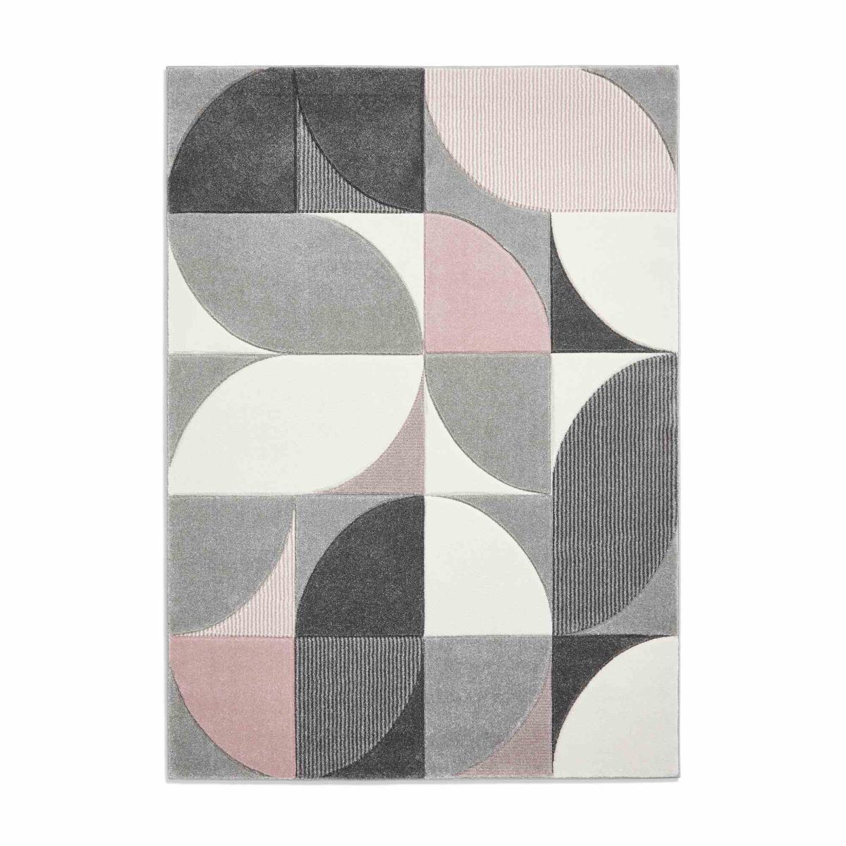 Matrix MT63 Modern Geometric Rugs in Grey Rose Pink80x150cm – image 5
