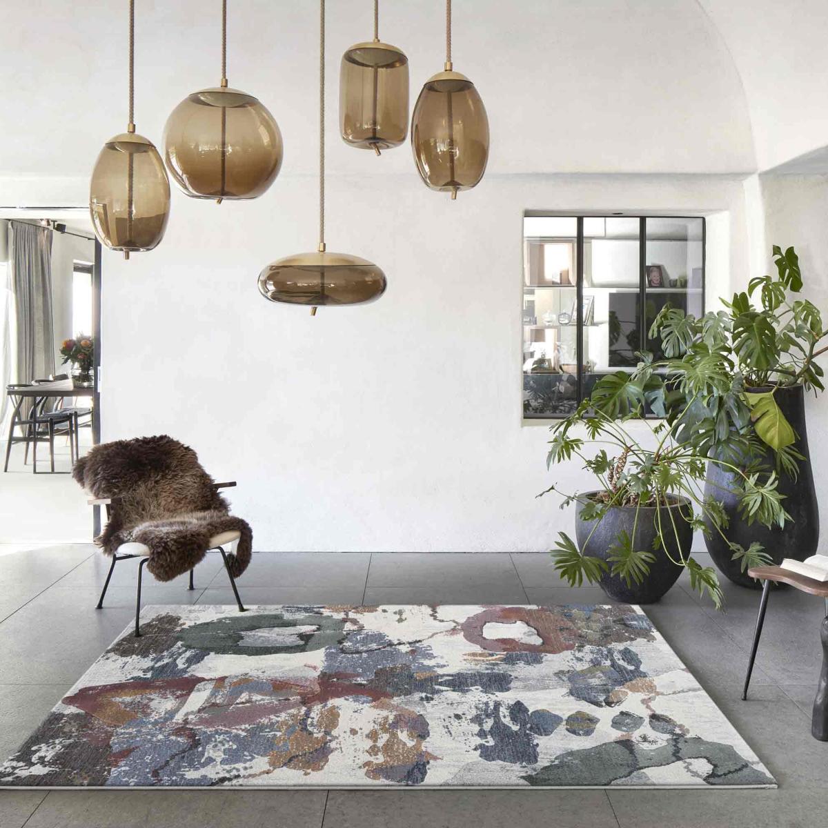 Galleria Modern Abstract Rugs 63797 6626 in Cream White160x230cm – image 1