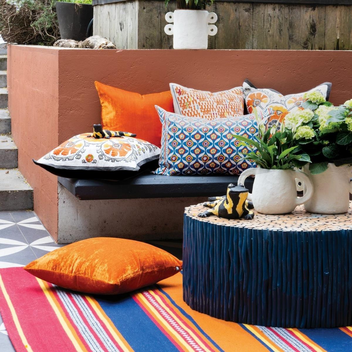 Santa Fe Stripe Indoor Outdoor Rugs in Orange Blue by William Yeoward160x260cm – image 2